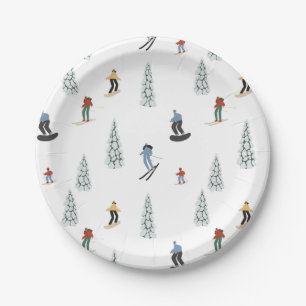 Winter Downhill Pattern Pappteller