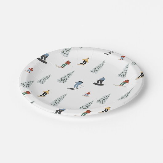 Winter Downhill Pattern Pappteller (Schrägansicht)