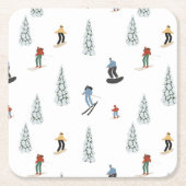 Winter Downhill Pattern Rechteckiger Pappuntersetzer (Vorderseite)