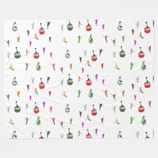 Winter Downhill Skifahrer Skigebiet Muster Fleecedecke (Vorderseite (Horizontal))