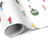 Winter Downhill Skifahrer Skigebiet Muster Geschenkpapier (Rolleneckpunkt)