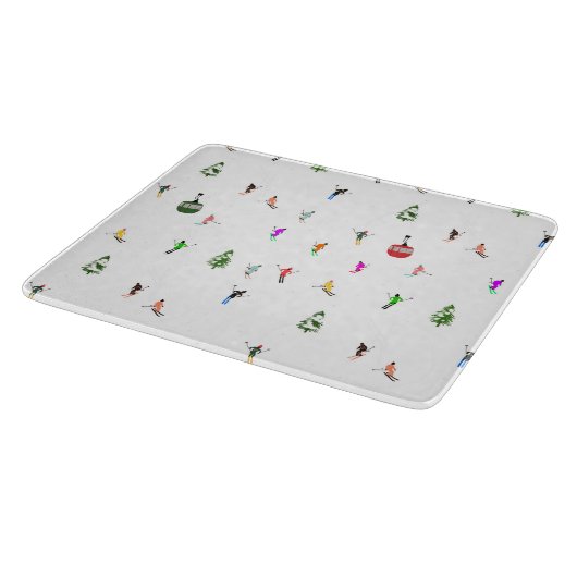 Winter Downhill Skifahrer Skigebiet Muster Schneidebrett (Ecke)