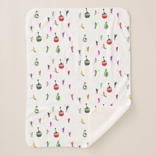 Winter Downhill Skifahrer Skigebiet Muster Sherpadecke (Vorderseite)