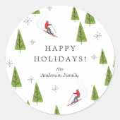 Winter Downhill Skigebiet Muster Runder Aufkleber (Vorderseite)