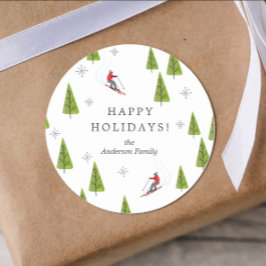 Winter Downhill Skigebiet Muster Runder Aufkleber