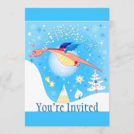 Winter-Drache-Fliegen durch Schneeflocken Einladung