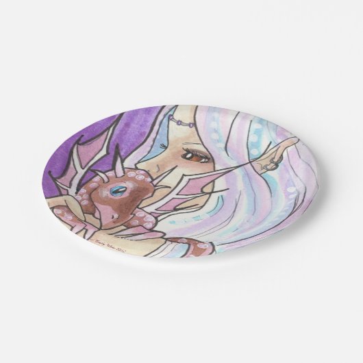 Winter Dragon + Nymph Fantasy Art Paper Teller (Schrägansicht)