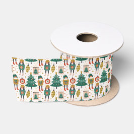 Winter Dressed Kids Red Green Gold Satinband
