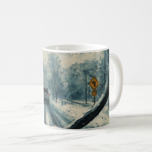 Winter Drive Through Snow - Windschutzscheibe Kaffeetasse (VorderseiteRechts)