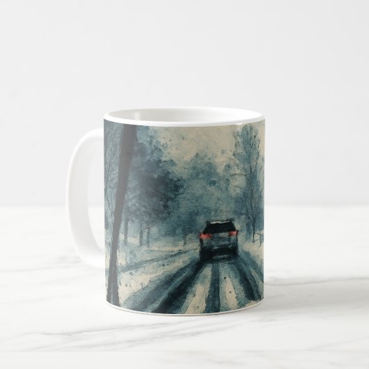 Winter Drive Through Snow - Windschutzscheibe Kaffeetasse (Vorderseite Links)