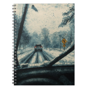 Winter Drive Through Snow - Windschutzscheibe Notizblock