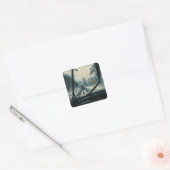 Winter Drive Through Snow - Windschutzscheibe Quadratischer Aufkleber (Umschlag)