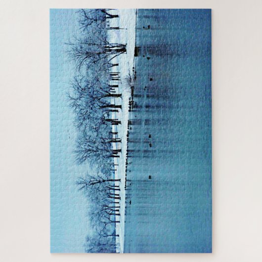 Winter Duck Pond Scene 1014 Piece Puzzle (Vertikal)