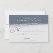 Winter Dusty Blue and White Woodland Wedding RSVP Karte (Rückseite)