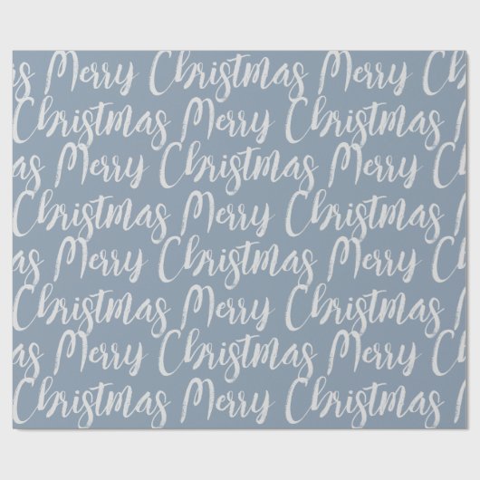 Winter Dusty Blue Frohe Weihnachts-Script-Urlaub Geschenkpapier (Flach)