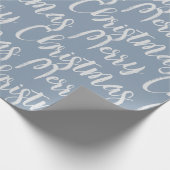 Winter Dusty Blue Frohe Weihnachts-Script-Urlaub Geschenkpapier (Ecke)