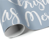 Winter Dusty Blue Frohe Weihnachts-Script-Urlaub Geschenkpapier (Rolleneckpunkt)