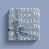 Winter Dusty Blue Frohe Weihnachts-Script-Urlaub Geschenkpapier