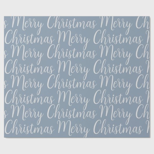 Winter Dusty Blue Frohe Weihnachts-Script-Urlaub Geschenkpapier (Flach)