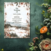 Winter Dusty Blue Mountain Minimalistisch Hochzeit Einladung