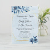 Winter Dusty Blue Navy Oleander Engagement Party Einladung (Stehend Vorderseite)
