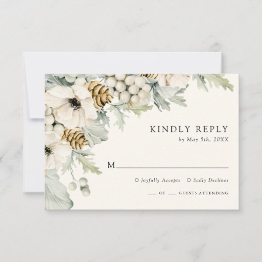 Winter Dusty Blue RSVP Card (Vorderseite)