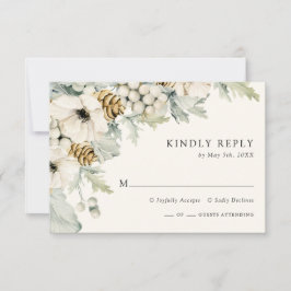 Winter Dusty Blue RSVP Card Karte