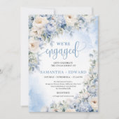 Winter Dusty Blue und Elfenbeinküste Blume WIR SIN Einladung (Vorderseite)