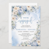 Winter Dusty Blue und Elfenbeinküste Blume WIR SIN Einladung (Vorne/Hinten)