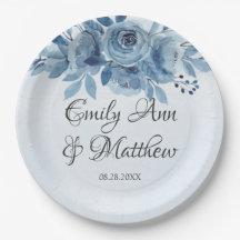Winter Dusty Blue Watercolor Peony Wedding