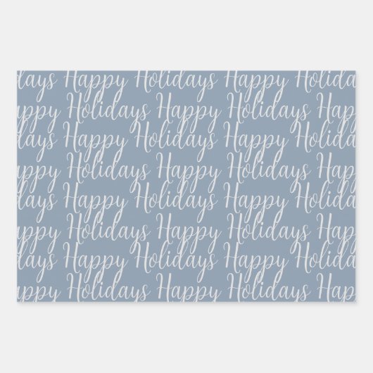 Winter Dusty Blue Weihnachtsskriptionstag Geschenkpapier Set (Vorderseite 3)