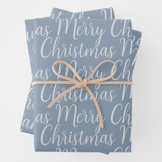Winter Dusty Blue Weihnachtsskriptionstag Geschenkpapier Set (Beispiel)