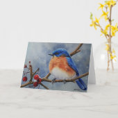 Winter Eastern Bluebird & Berries Wasserfarben Kun Karte (Gelbe Blume)