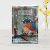 Winter Eastern BlueBird Malerei Happy Holidays Ca Karte (Gelbe Blume)