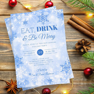 Winter "Eat & Drink" Navy Blue Holiday Weihnachten Einladung