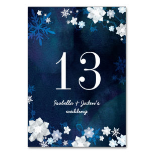 Winter Eden Navy Blue Wedding Tischnummern