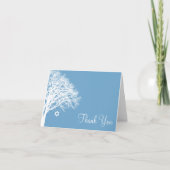 Winter-Eichen-blauer weißer Schläger Mitzvah Dankeskarte (Vorderseite)