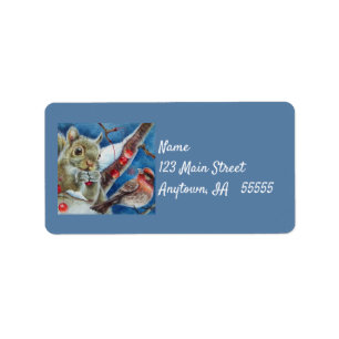 Winter Eichhörnchen Finca Bird Berries Adressaufkleber