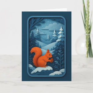Winter-Eichhörnchen mit Pinienzapfen Karte