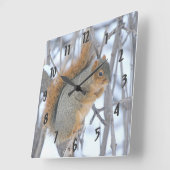 Winter-Eichhörnchen Quadratische Wanduhr (Winkel)