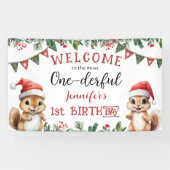 Winter Eichhörnchen Weihnachten 1. Geburtstag Part Banner (Horizontal)
