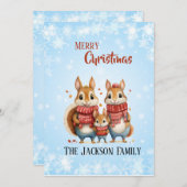 Winter-Eichhörnchenfamilie mit Skarabäen Feiertagskarte (Vorne/Hinten)