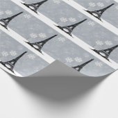 Winter Eiffelturm, Schneeflocken - Weihnachten Geschenkpapier (Ecke)