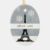 Winter Eiffelturm, Schneeflocken - Weihnachten Keramik Ornament (Hinten)