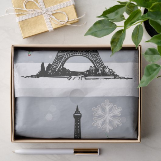 Winter Eiffelturm, Schneeflocken - Weihnachten Seidenpapier (Geschenk)