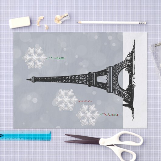 Winter Eiffelturm, Schneeflocken - Weihnachten Seidenpapier (Handwerk)