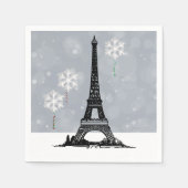 Winter Eiffelturm, Schneeflocken - Weihnachten Serviette (Vorderseite)