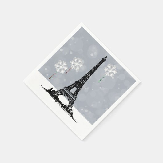 Winter Eiffelturm, Schneeflocken - Weihnachten Serviette (Ecke)