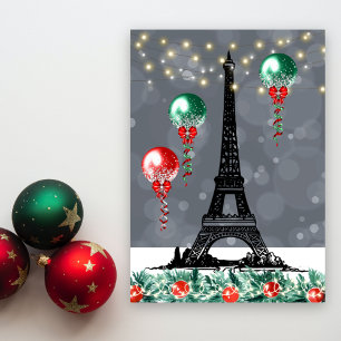 Winter Eiffelturm, Weihnachtsballons Nachtzeit Feiertagskarte