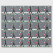 Winter Eiffelturm, Weihnachtsballons Nachtzeit Geschenkpapier (Flach)